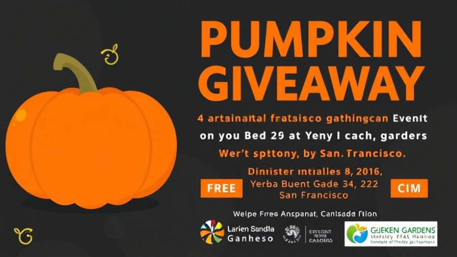 Great Pumpkin Giveaway San Francisco event poster with pumpkin illustration.