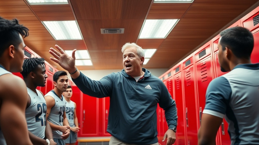 Coach energizes team in locker room, highlighting career wins