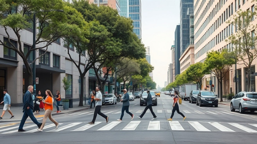 Urban street scene in the Bay Area highlighting public spaces.