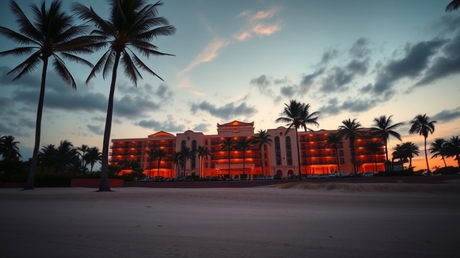 La Bahia Hotel & Spa Santa Cruz beachfront view at sunset.