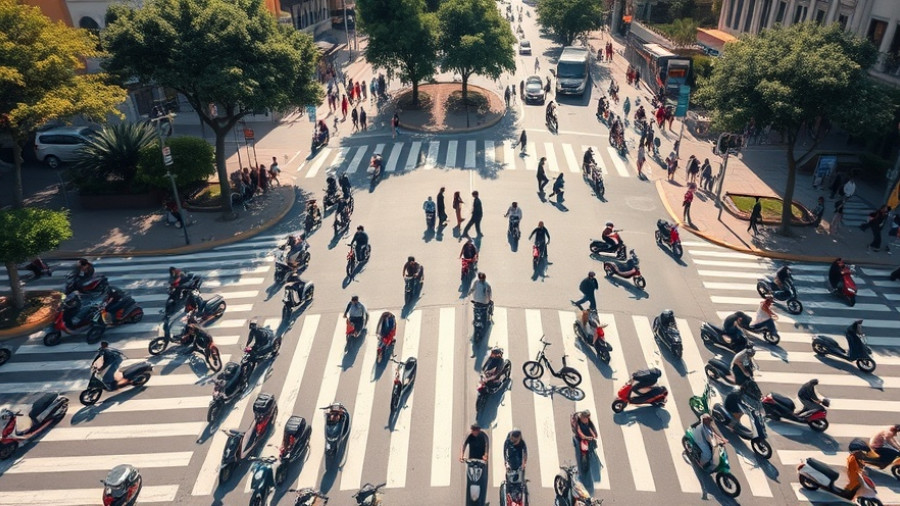 Urban intersection in China with e-bikes and scooters.