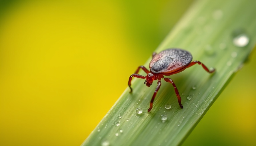 Tick on grass in natural setting, related to natural tick spray for lawns.