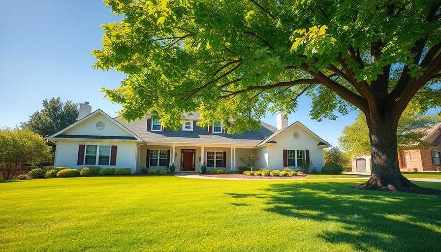 Elegant house and lush lawn for summer lawn care tips.