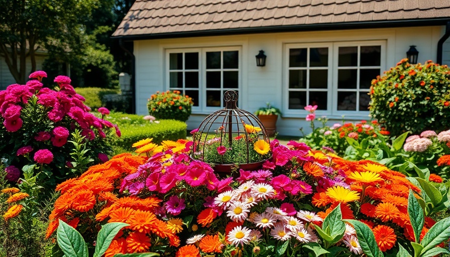 Charming garden with summer flowers in front of a house, maintenance tips.