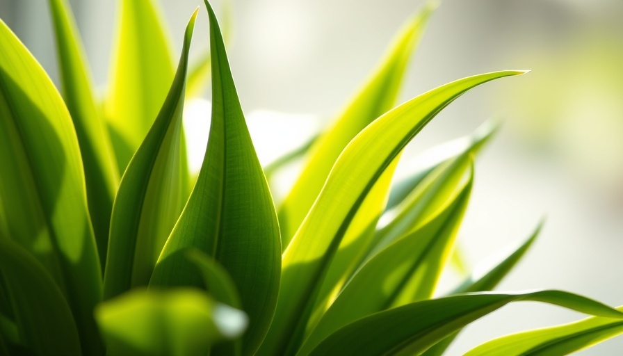 Lush snake plant leaves in soft light