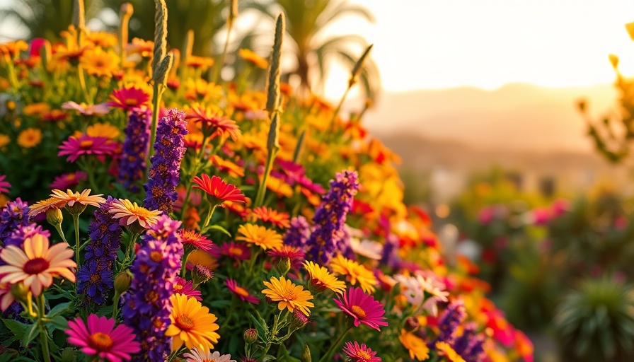 Vibrant late-blooming perennials attracting pollinators in evening light.