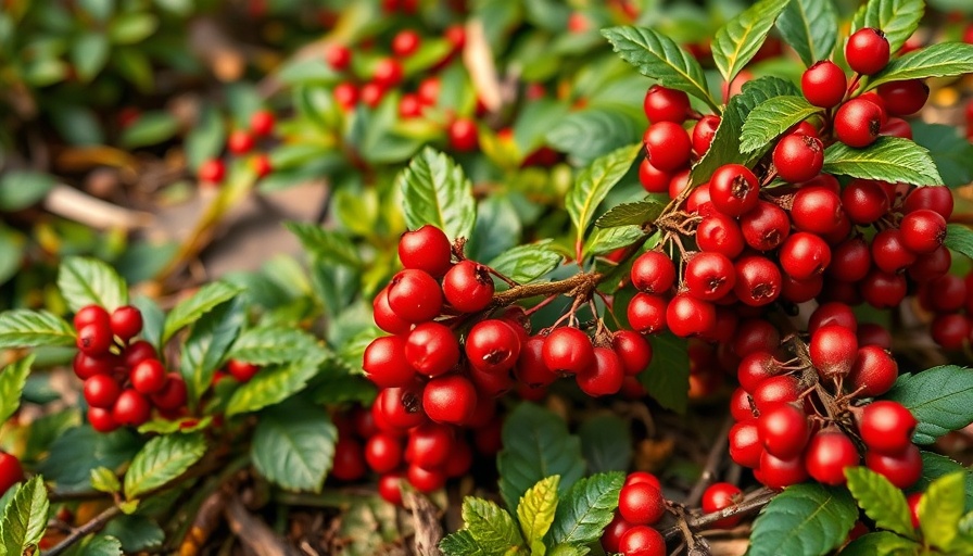 Red berries and green foliage for winter wildlife support.