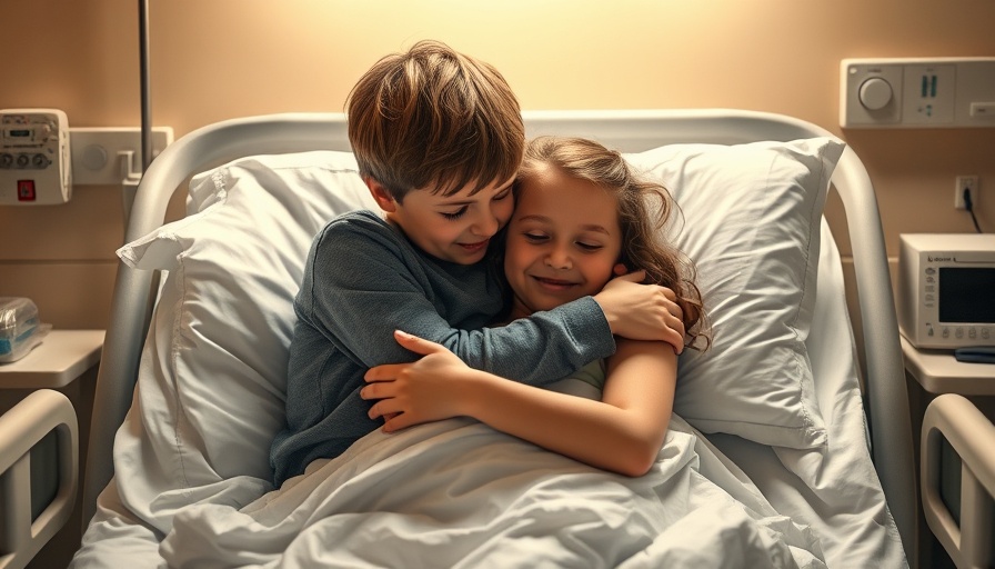 Siblings embrace on hospital bed highlighting painless cancer symptom awareness.
