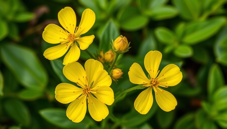 Vibrant yellow Saint John's Wort flowers for mental health benefits.