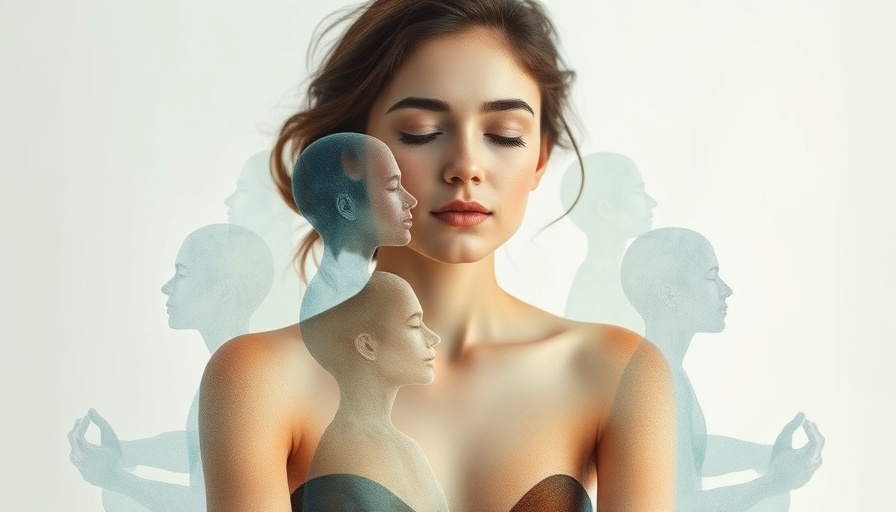 Artistic meditative woman reflecting in watercolor style.