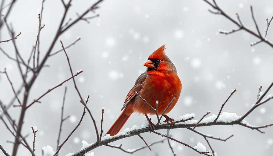 Vibrant red cardinal perched on a snowy branch conveying winter's messages.