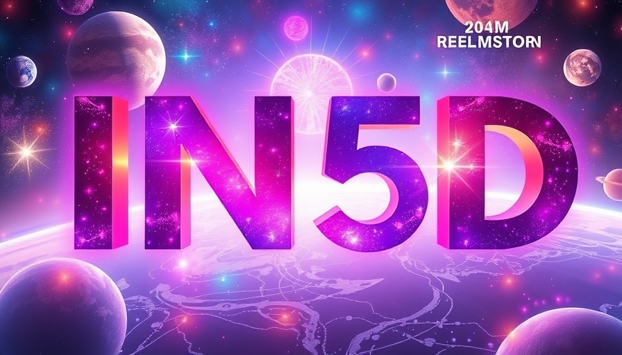 Mystical cosmic visual with IN5D text, spiritual database theme