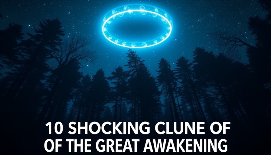 10 Shocking Clues Of The Great Awakening over cosmic forest scene, nighttime sky.