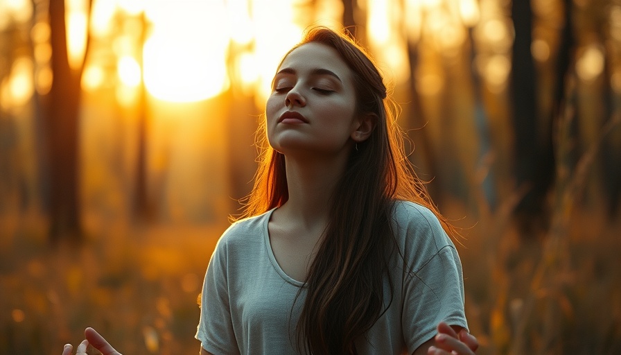 Young woman meditating in a sunlit forest, Align with Your Highest Potential and Purpose.