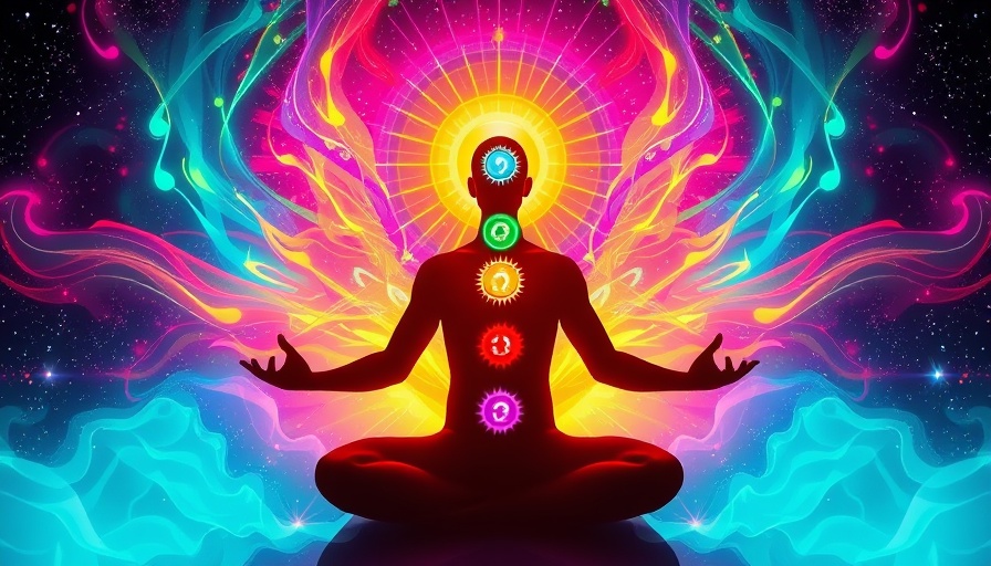Illustration of chakras and gut-brain connection influencing digestion.