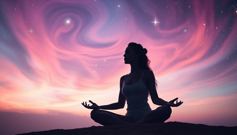 Silhouette of woman meditating in cosmic sky, morning meditation benefits.