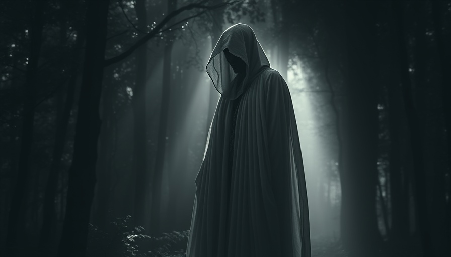 Mysterious veiled figure in forest, illustrating hidden energies influence your destiny.