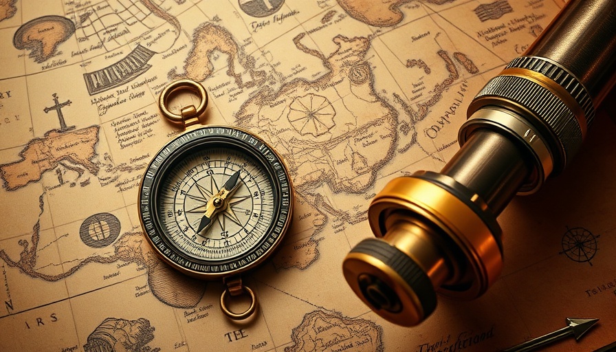 Vintage compass on old map, Ritualistic guide for spiritual growth in 2025.