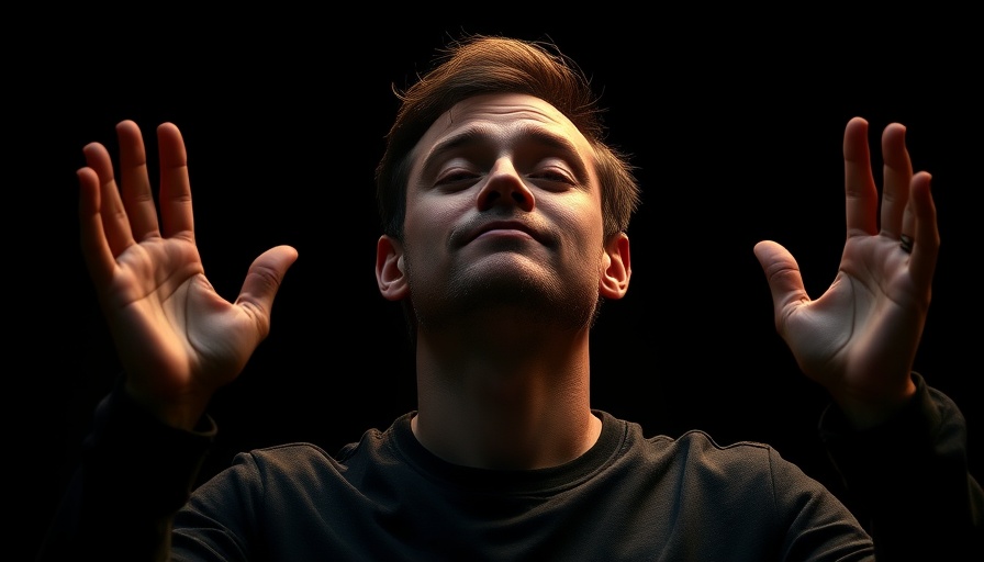 Man showing gratitude with raised hands, depicting the importance of gratitude.