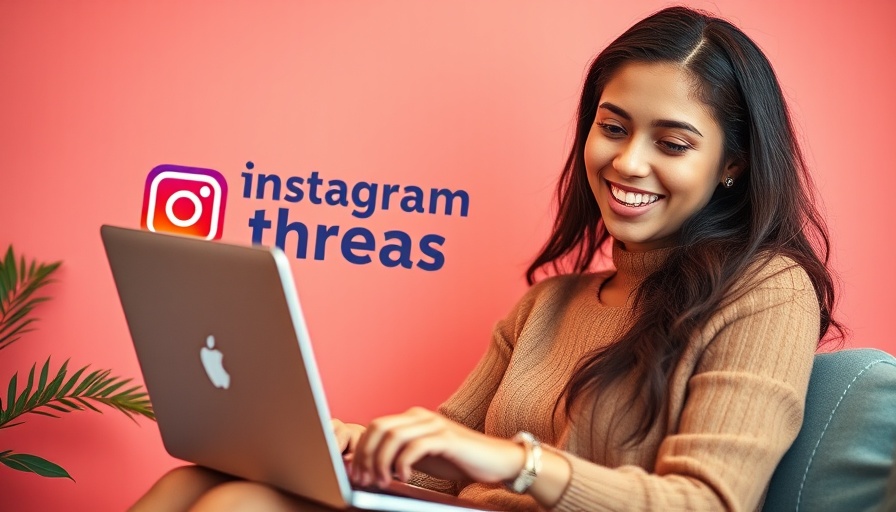 Young woman using laptop for Instagram Threads ideas on business growth.