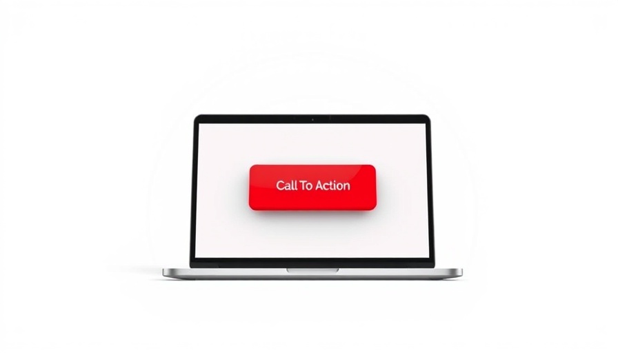Minimalist illustration: laptop with red CTA button for improving website conversions.