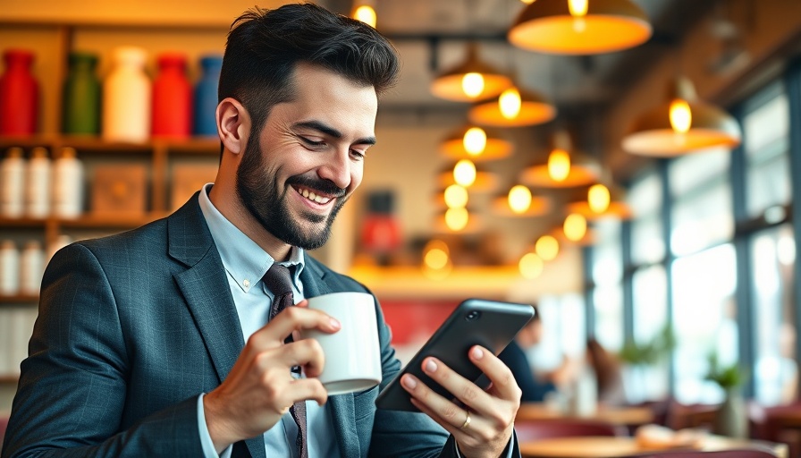 Businessman in cafe checking phone with coffee, Twitter statistics marketers need to know in 2025.