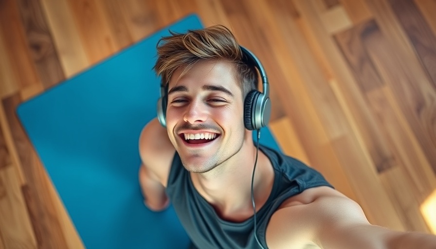 Relaxed man listening to music, boosting energy before work
