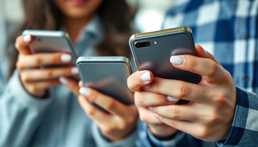 Checking app store age requirements on smartphones.