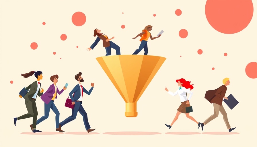 Illustration of conversion funnel optimization with business team.