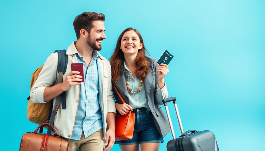 Middle-class couple with luggage and passports, illustrating travel as a status symbol.