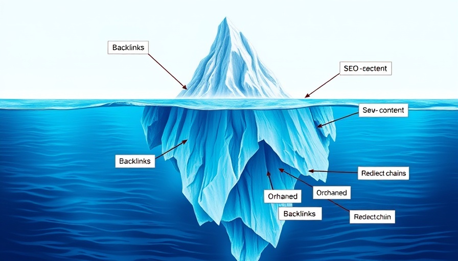 SEO iceberg illustrating hidden factors sinking organic rankings.