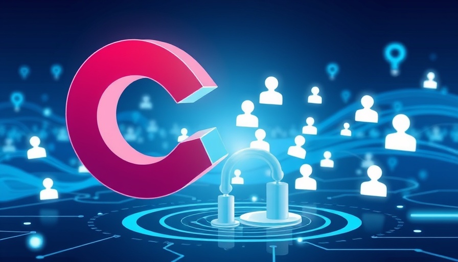 Social media advertising 2025 concept with magnet and user icons.