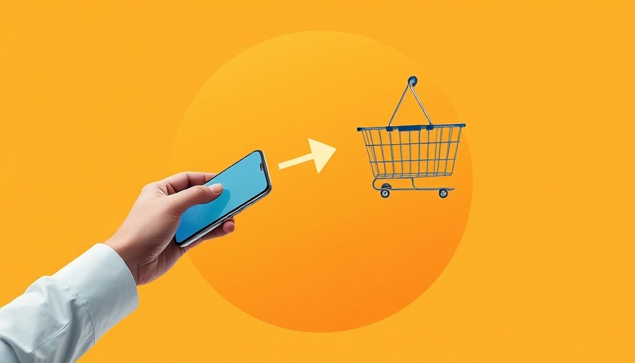 Social media reshaping online shopping illustration with smartphone and basket.