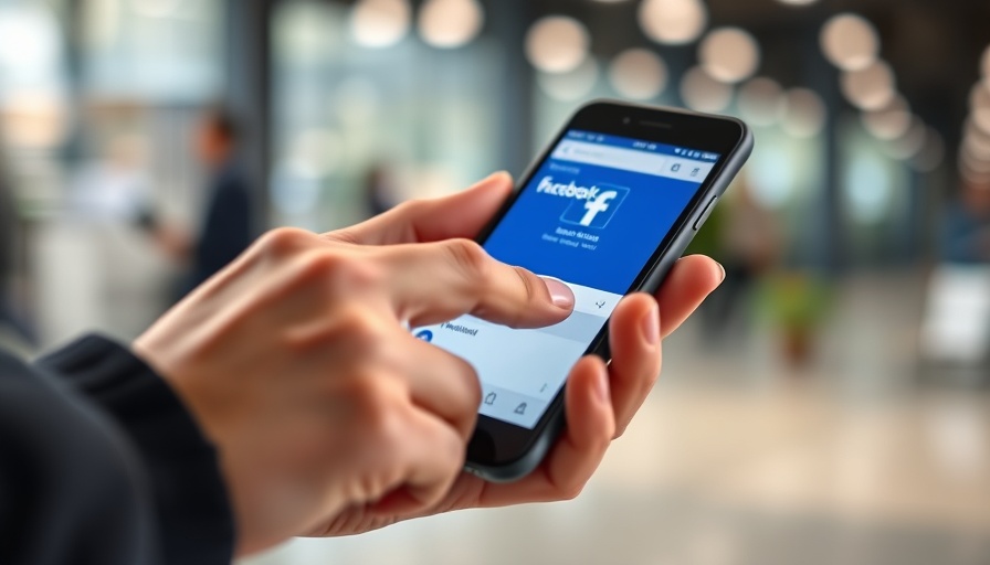 Person using smartphone with Facebook open.