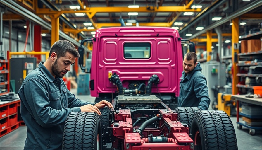Manufacturing workers assembling truck parts, highlighting Trump's Tariffs Impact on Manufacturing Jobs.