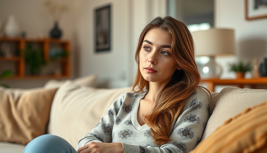 Thoughtful woman on couch, reflecting on emotional neglect in personal branding.