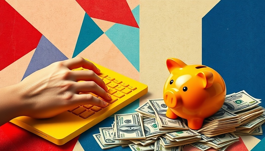 Colorful scene illustrating earned media value concept with money and keyboard.
