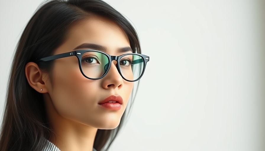 Woman wearing Meta Ray-Ban smart glasses, looking confident.