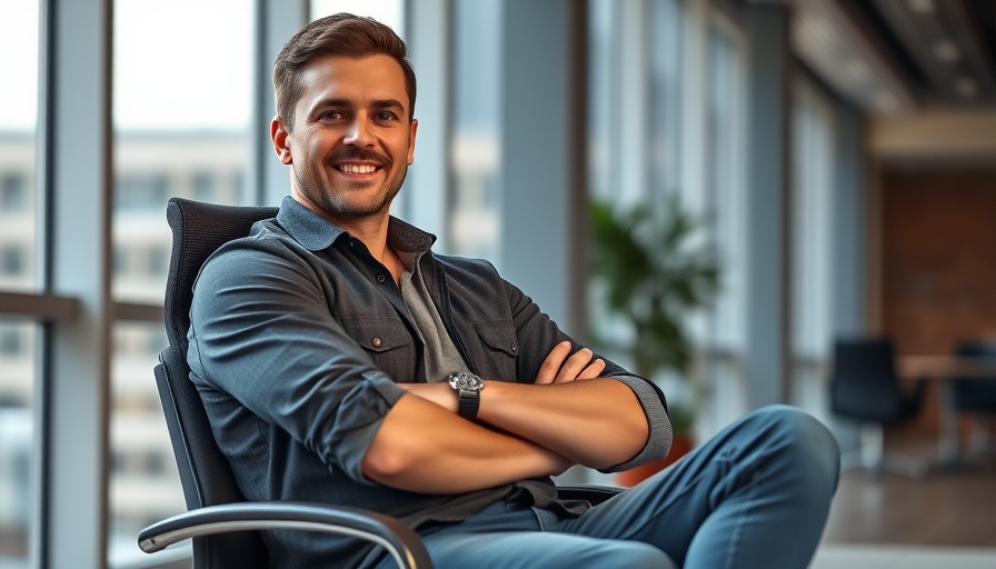 Confident man in office setting representing hiring strategies like NFL draft.