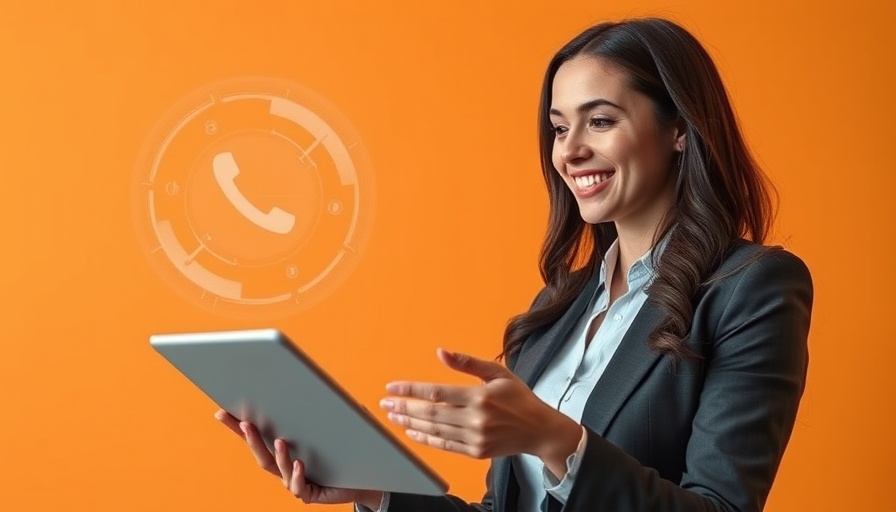 AI Productivity Solutions concept with woman using tablet and robotic hand.