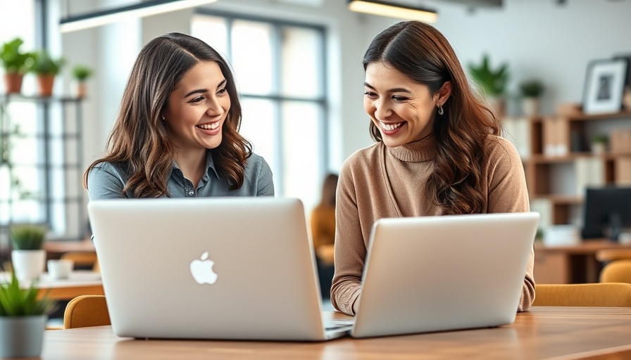 Women collaborating in influencer marketing campaigns, bright office.