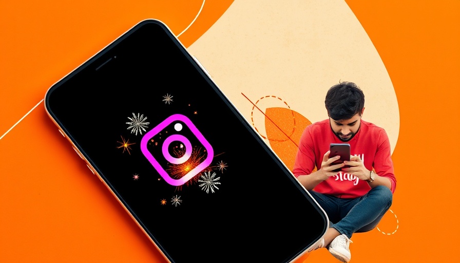 AI in social media marketing strategy with Instagram logo and user interaction.