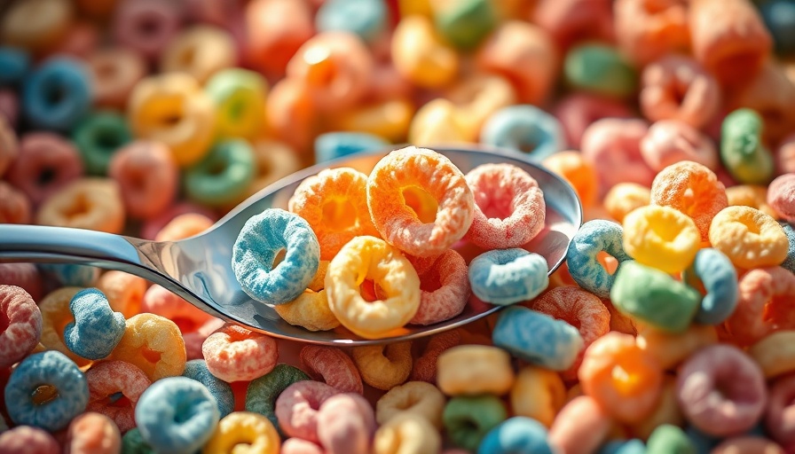 Vibrant spoonful of colorful cereal representing natural food colorings approval.