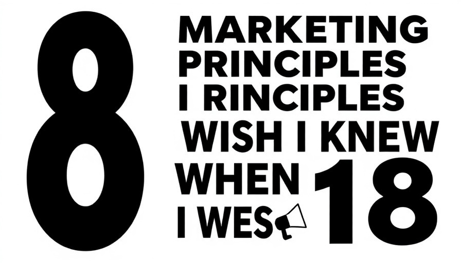 Simple illustration of marketing principles text with megaphone icon.