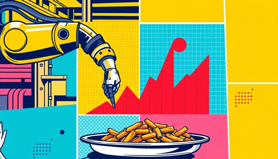 Pop-art depiction of humans and robotics in business