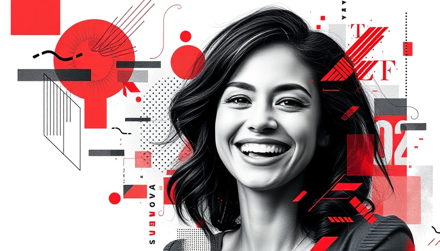 Quora for Marketing: Artistic graphic of a smiling woman in a modern collage.