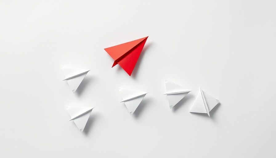 Leadership in Programmatic Advertising image with red paper airplane leading white ones.