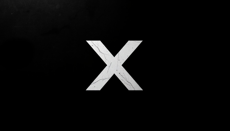 White X logo on a black textured background.