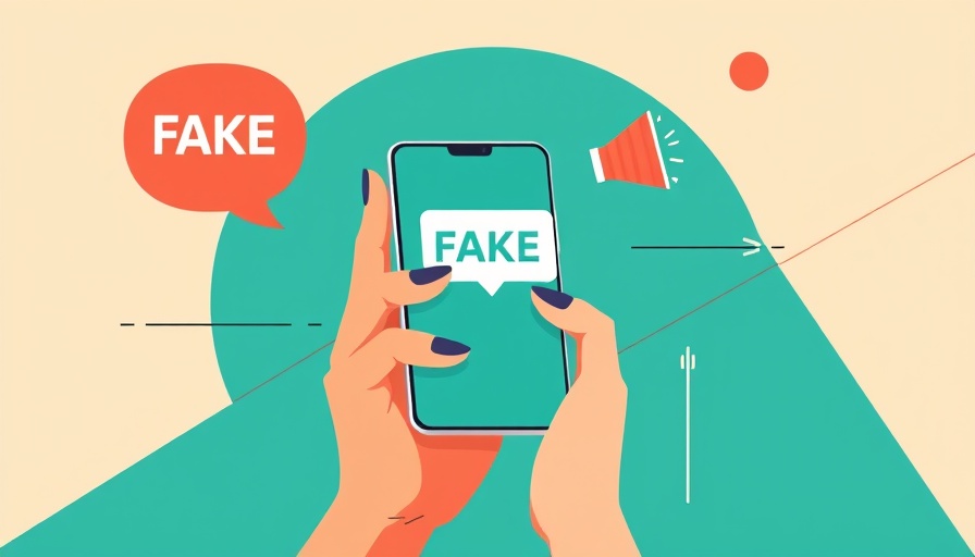 Abstract illustration showing the future of misinformation on social media with a smartphone.