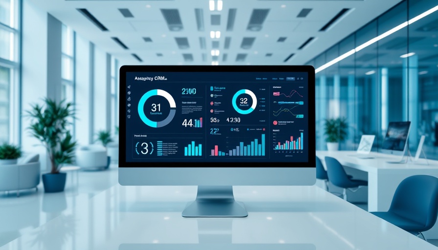 AI-Driven CRM interface for business growth, sleek digital display.